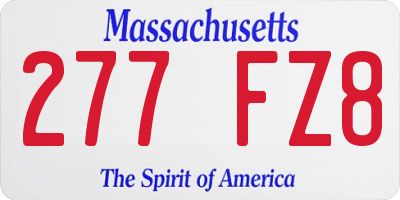 MA license plate 277FZ8