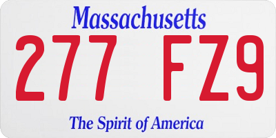 MA license plate 277FZ9