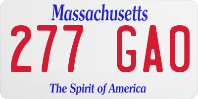 MA license plate 277GA0