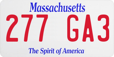 MA license plate 277GA3