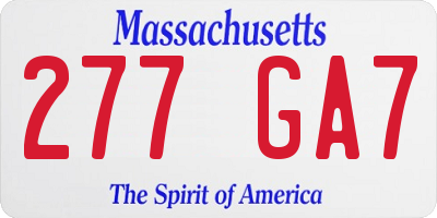 MA license plate 277GA7