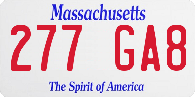 MA license plate 277GA8