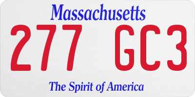 MA license plate 277GC3