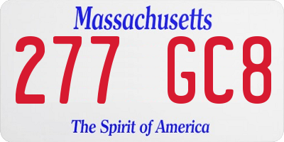 MA license plate 277GC8