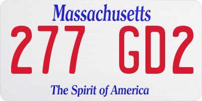 MA license plate 277GD2