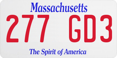 MA license plate 277GD3