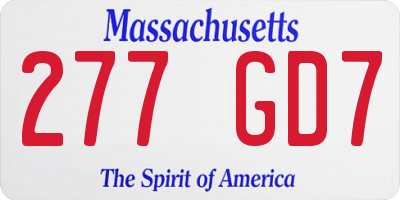 MA license plate 277GD7