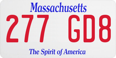 MA license plate 277GD8