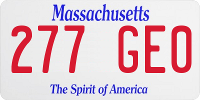 MA license plate 277GE0