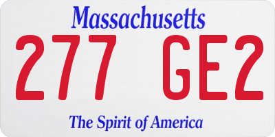 MA license plate 277GE2