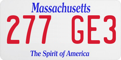 MA license plate 277GE3