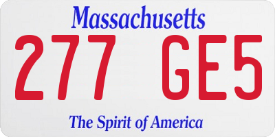 MA license plate 277GE5