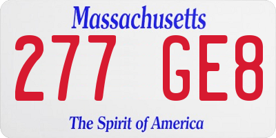 MA license plate 277GE8