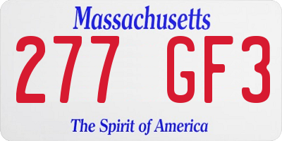 MA license plate 277GF3