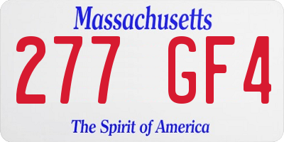 MA license plate 277GF4