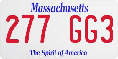 MA license plate 277GG3