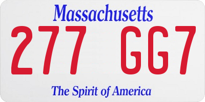 MA license plate 277GG7