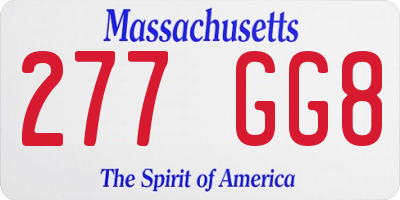 MA license plate 277GG8