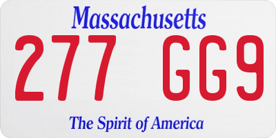 MA license plate 277GG9