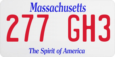 MA license plate 277GH3