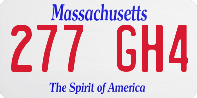 MA license plate 277GH4