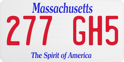 MA license plate 277GH5
