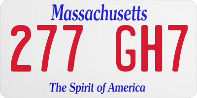 MA license plate 277GH7