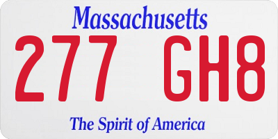 MA license plate 277GH8