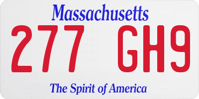 MA license plate 277GH9