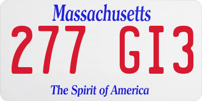 MA license plate 277GI3