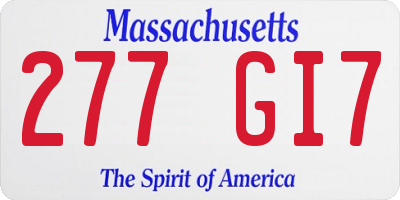 MA license plate 277GI7