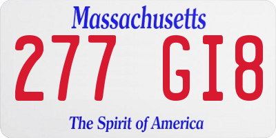 MA license plate 277GI8