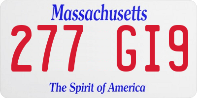 MA license plate 277GI9