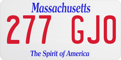 MA license plate 277GJ0