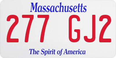 MA license plate 277GJ2