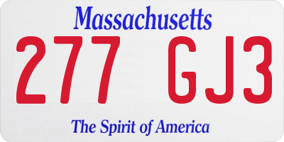 MA license plate 277GJ3