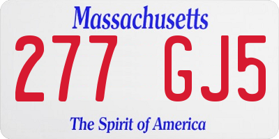 MA license plate 277GJ5