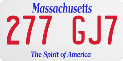 MA license plate 277GJ7