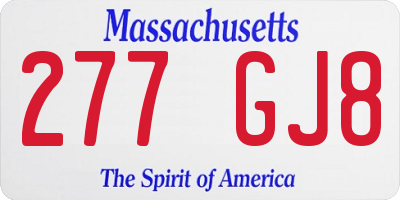 MA license plate 277GJ8