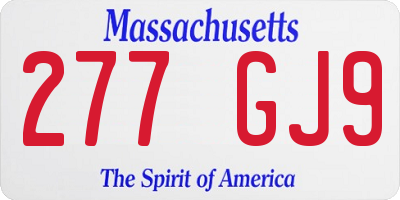 MA license plate 277GJ9