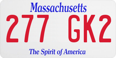 MA license plate 277GK2