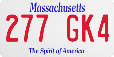 MA license plate 277GK4