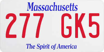 MA license plate 277GK5