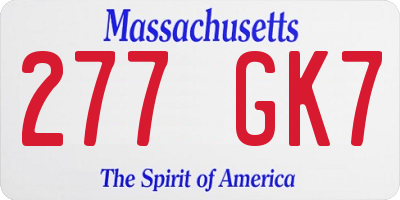 MA license plate 277GK7