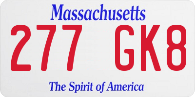 MA license plate 277GK8