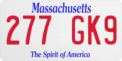 MA license plate 277GK9