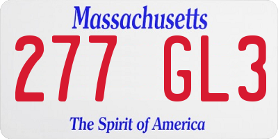 MA license plate 277GL3
