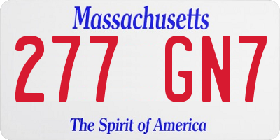 MA license plate 277GN7