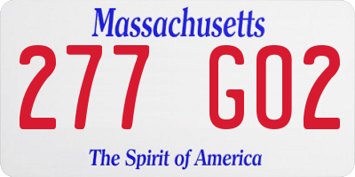 MA license plate 277GO2