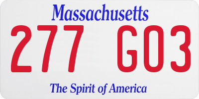 MA license plate 277GO3